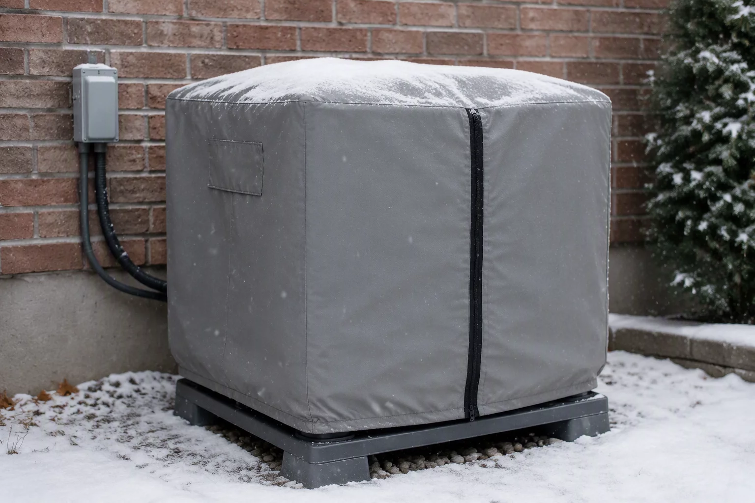 Preparing HVAC unit for winter snow